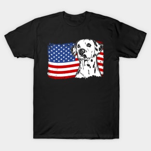 Proud Dalmatian American Flag patriotic dog T-Shirt